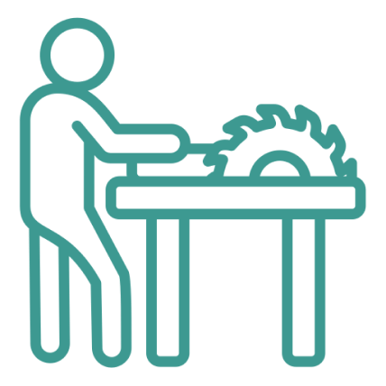 Mask group (1) Person using a table saw icon.