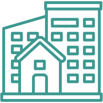 Residential &Commercial Expertise House and building line icon illustration.