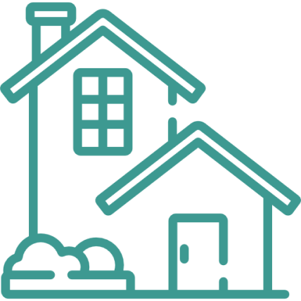 VersatileProject Scale Outlined house icon with chimney and bushes.